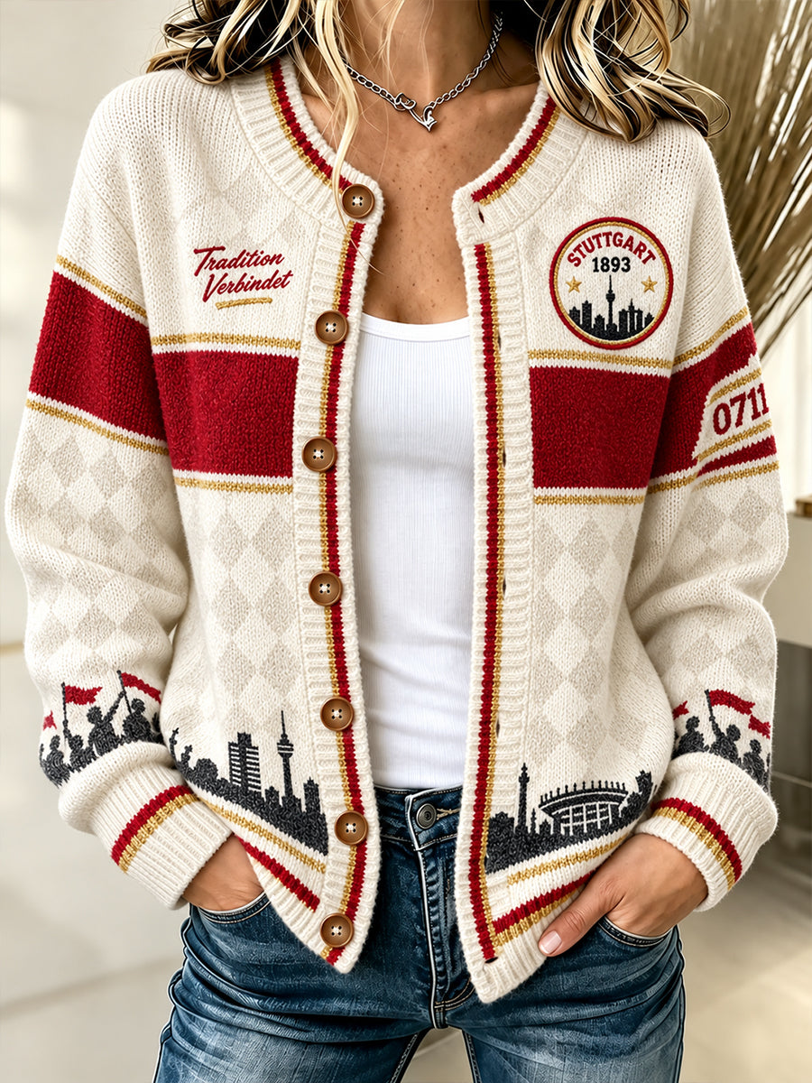 Women's Vfb Stuttgart Cardigan-Style Knit Jacket