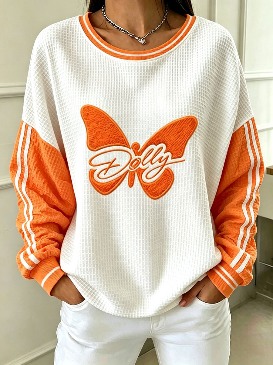 Women's Game Day Football Waffle Casual Sweatshirt