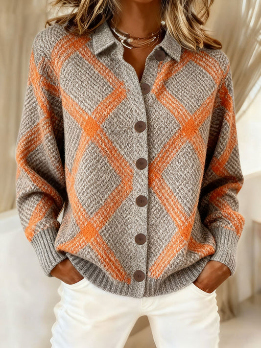 Women's Autumn Winter Style Plaid Art Printed Tops