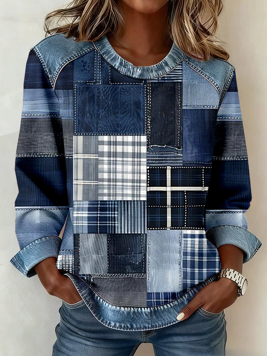Women's Fashion Patchwork Design Casual Sweatshirt