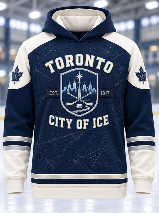 Men's Toronto Ice Hockey Printed Long Sleeved Hooded Sweatshirt