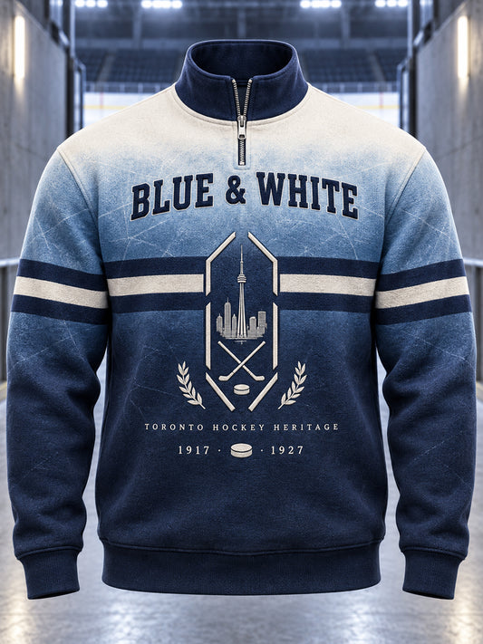 Men's Toronto Ice Hockey Printed Casual Zipper Sweatshirt