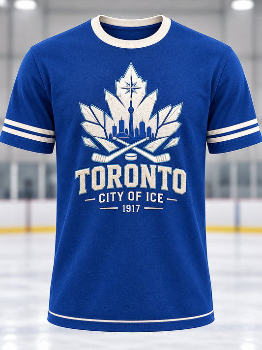 Men's Toronto Ice Hockey Printed Vintage Fashion Loose Short Sleeve T-Shirt