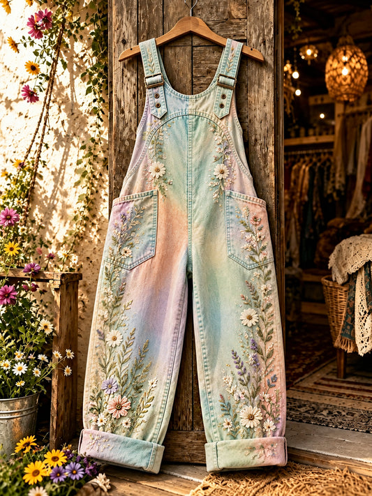 Women's Flower Art Printed Overalls