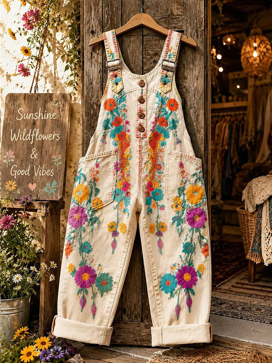 Women's Flower Art Printed Overalls