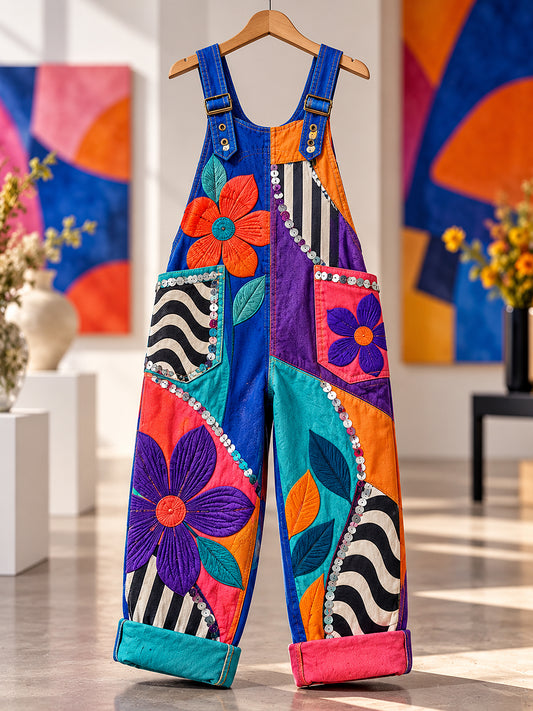 Women's Flower Art Printed Overalls