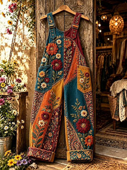 Women's Flower Art Printed Overalls