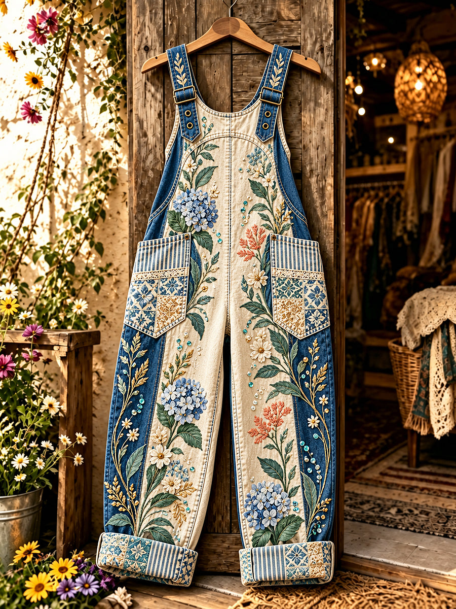 Women's Flower Art Printed Overalls