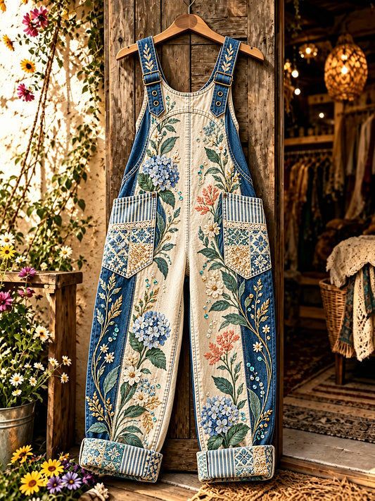 Women's Flower Art Printed Overalls