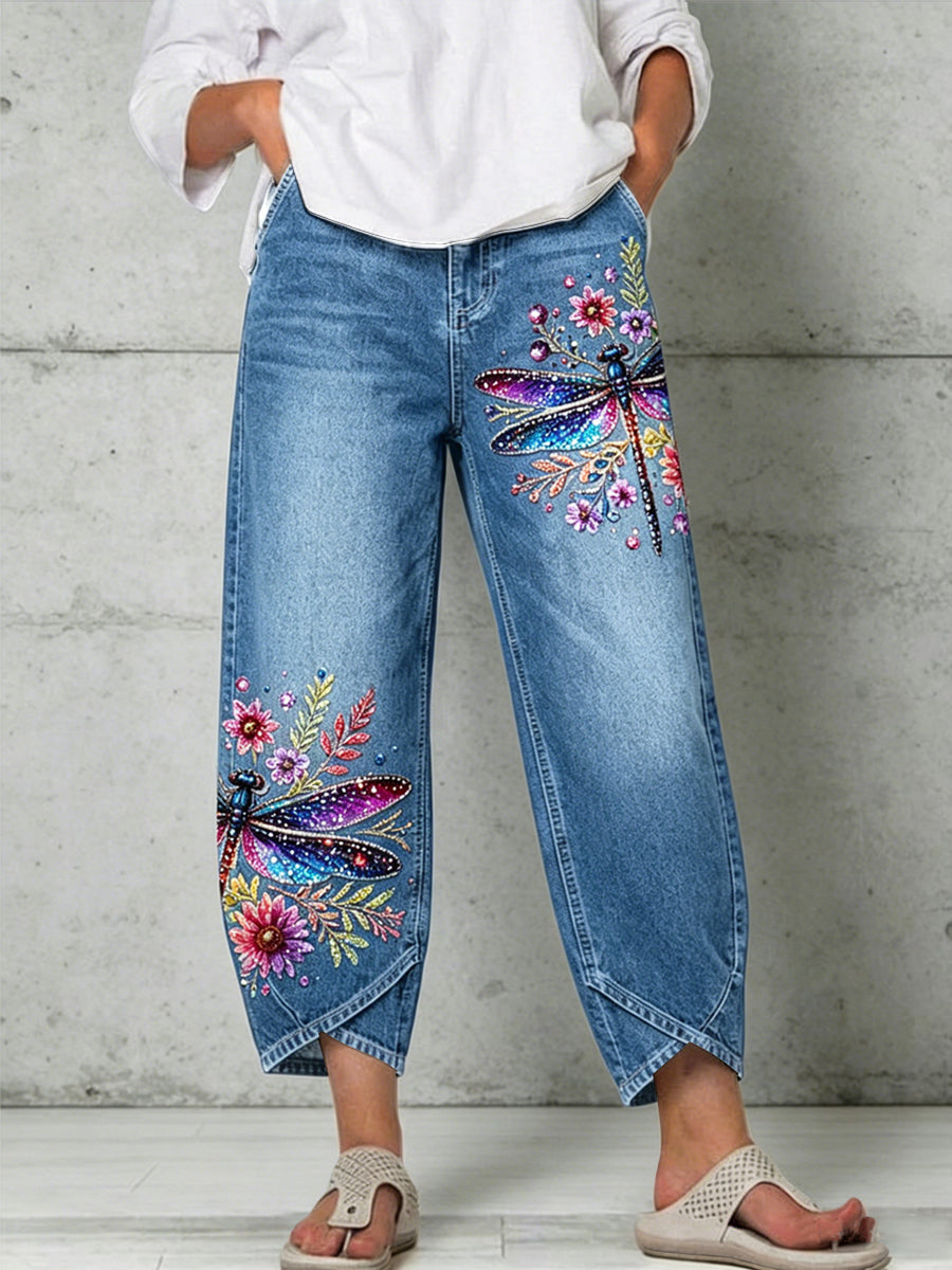 Women's Animal Dragonfly Art Print Trousers