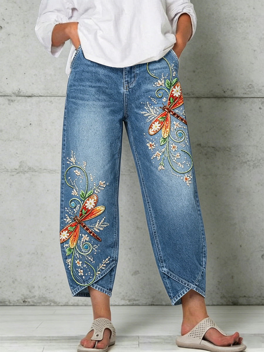 Women's Animal Dragonfly Art Print Trousers