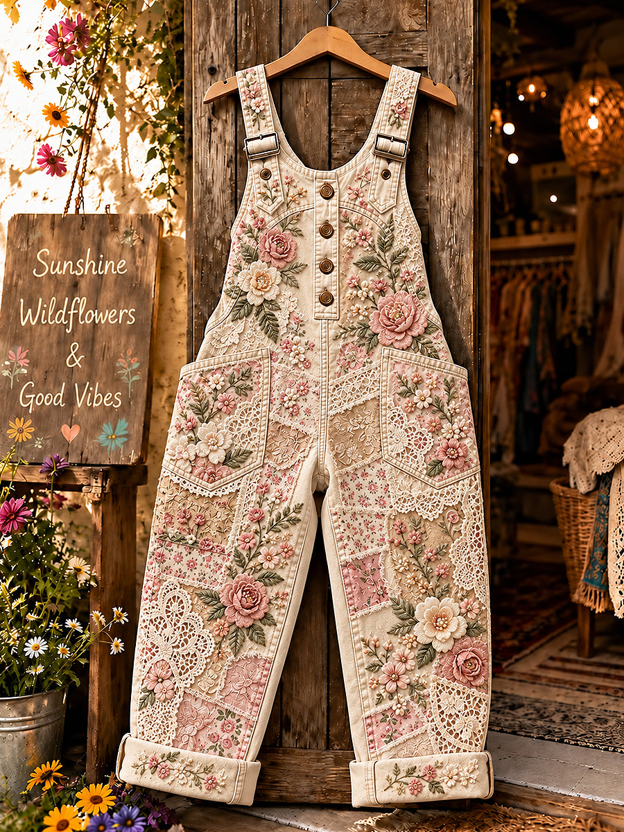 Women's Flower Art Printed Overalls