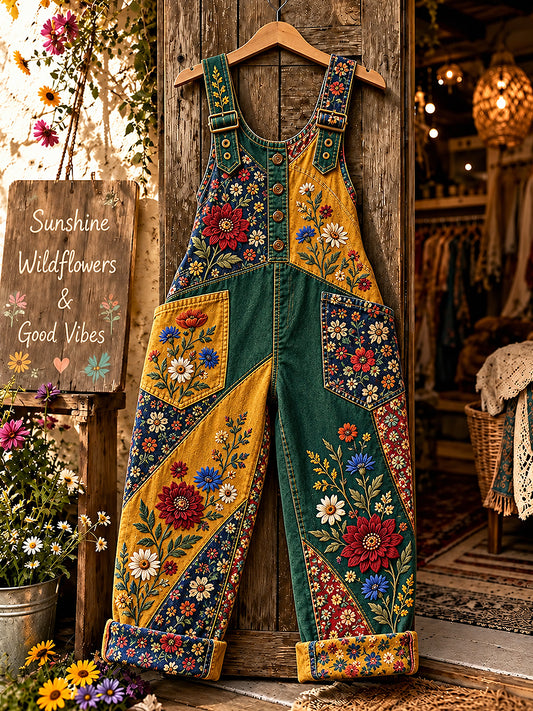 Women's Flower Art Printed Overalls