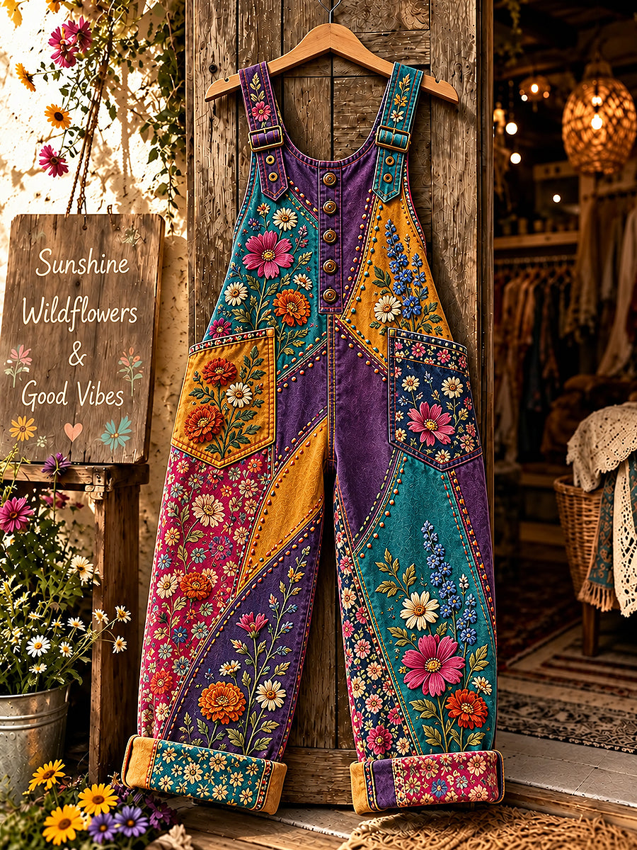Women's Flower Art Printed Overalls