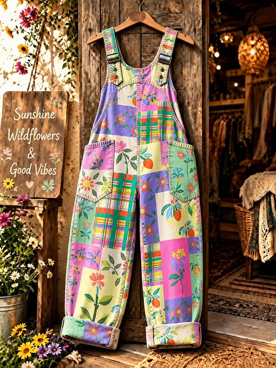 Women's Flower Art Printed Overalls
