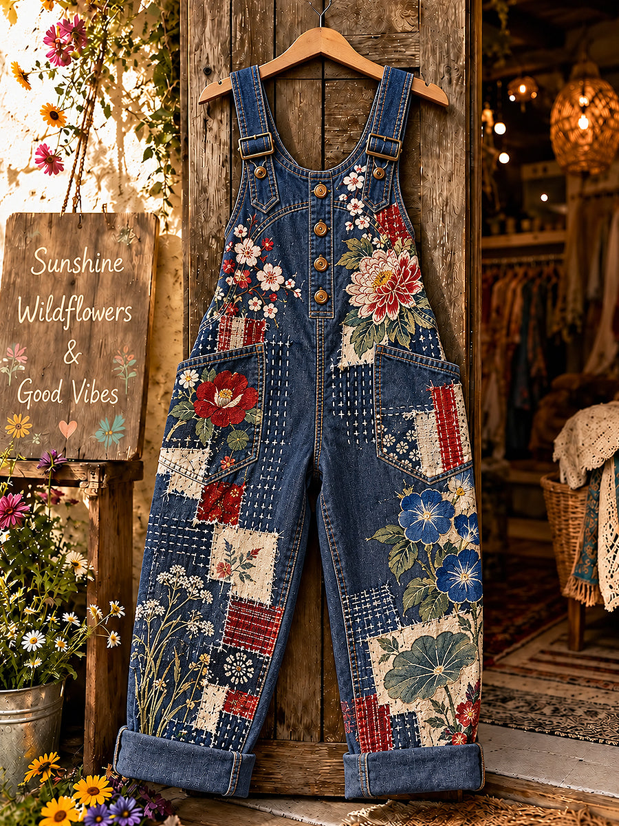 Women's Flower Art Printed Overalls
