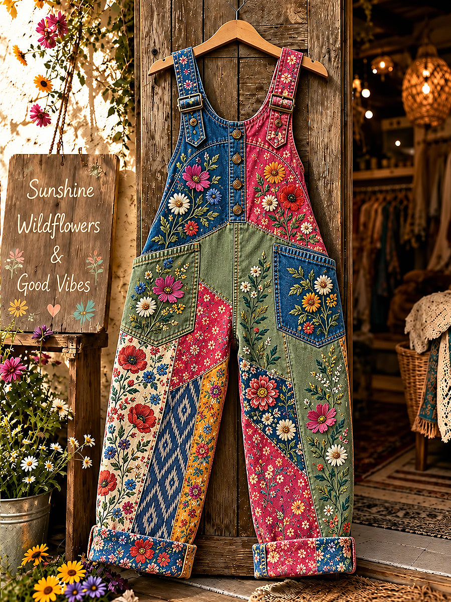 Women's Flower Art Printed Overalls