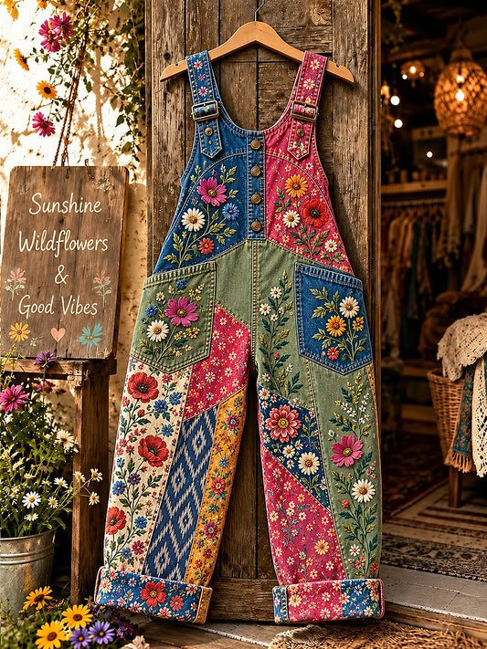 Women's Flower Art Printed Overalls