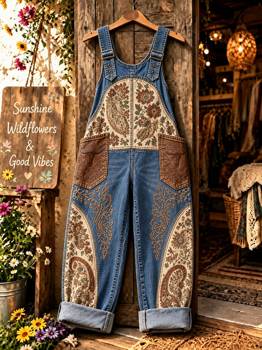 Women's Flower Art Printed Overalls
