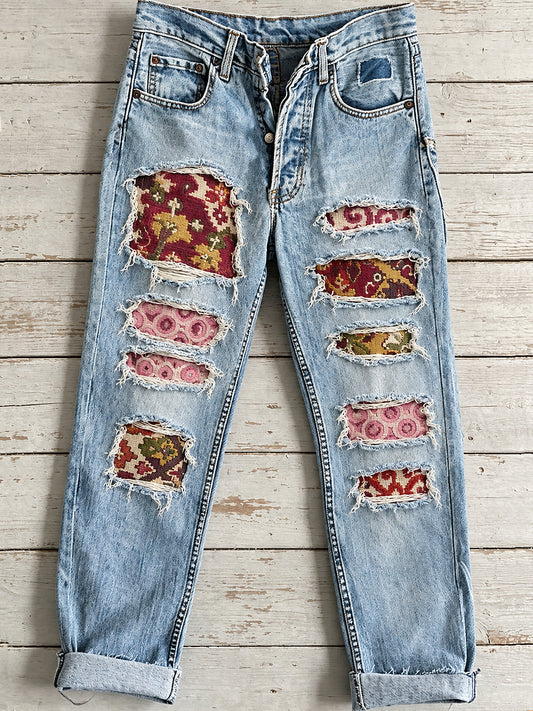 Women's Flower Art Print Jeans