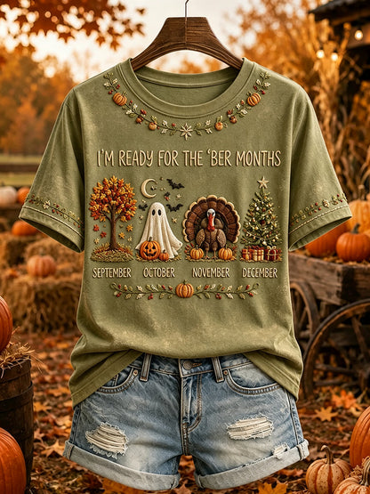 Women's I'm Ready For The 'ber Months Print Short-sleeved T-shirt