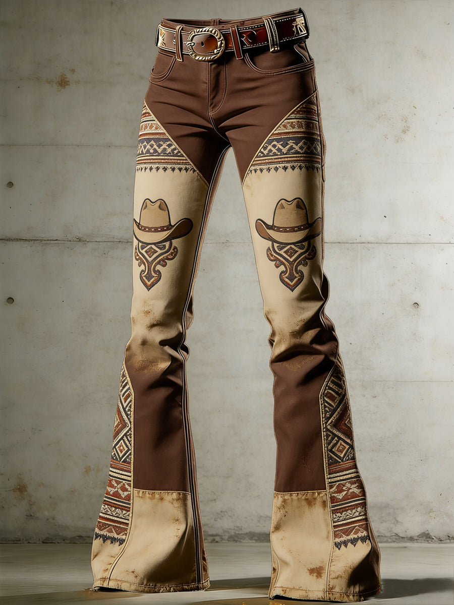 Women's West Art Print Flared Trousers