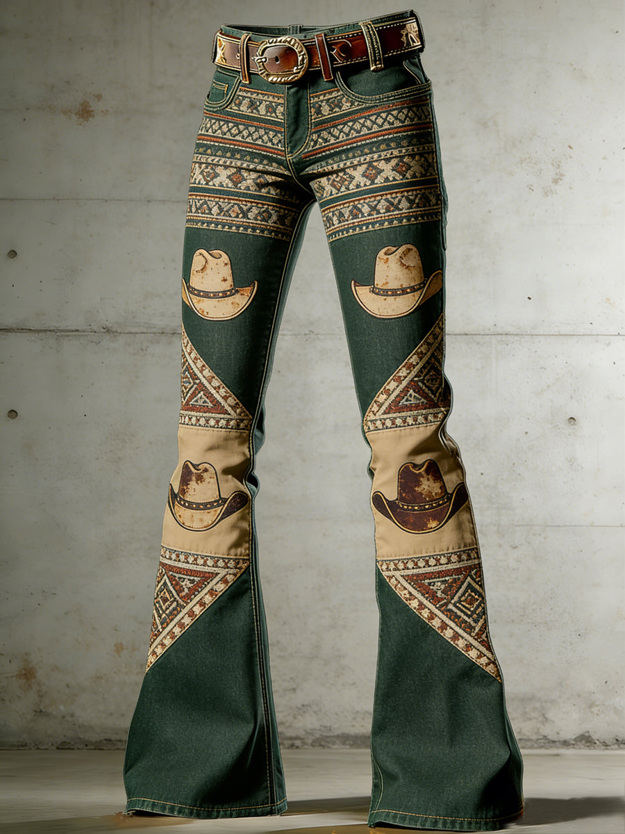 Women's West Art Print Flared Trousers
