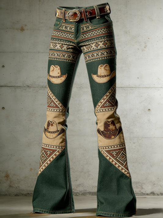 Women's West Art Print Flared Trousers