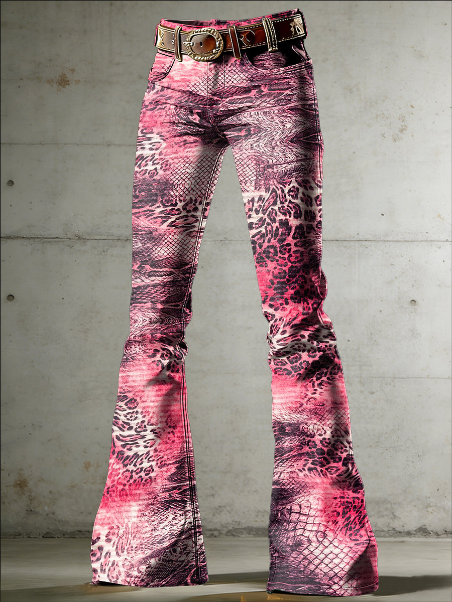 Women's Art Print Flared Trousers