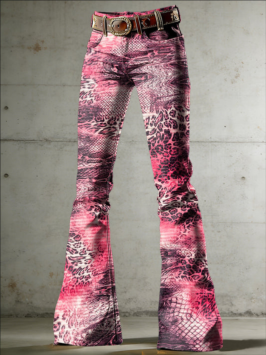 Women's Art Print Flared Trousers