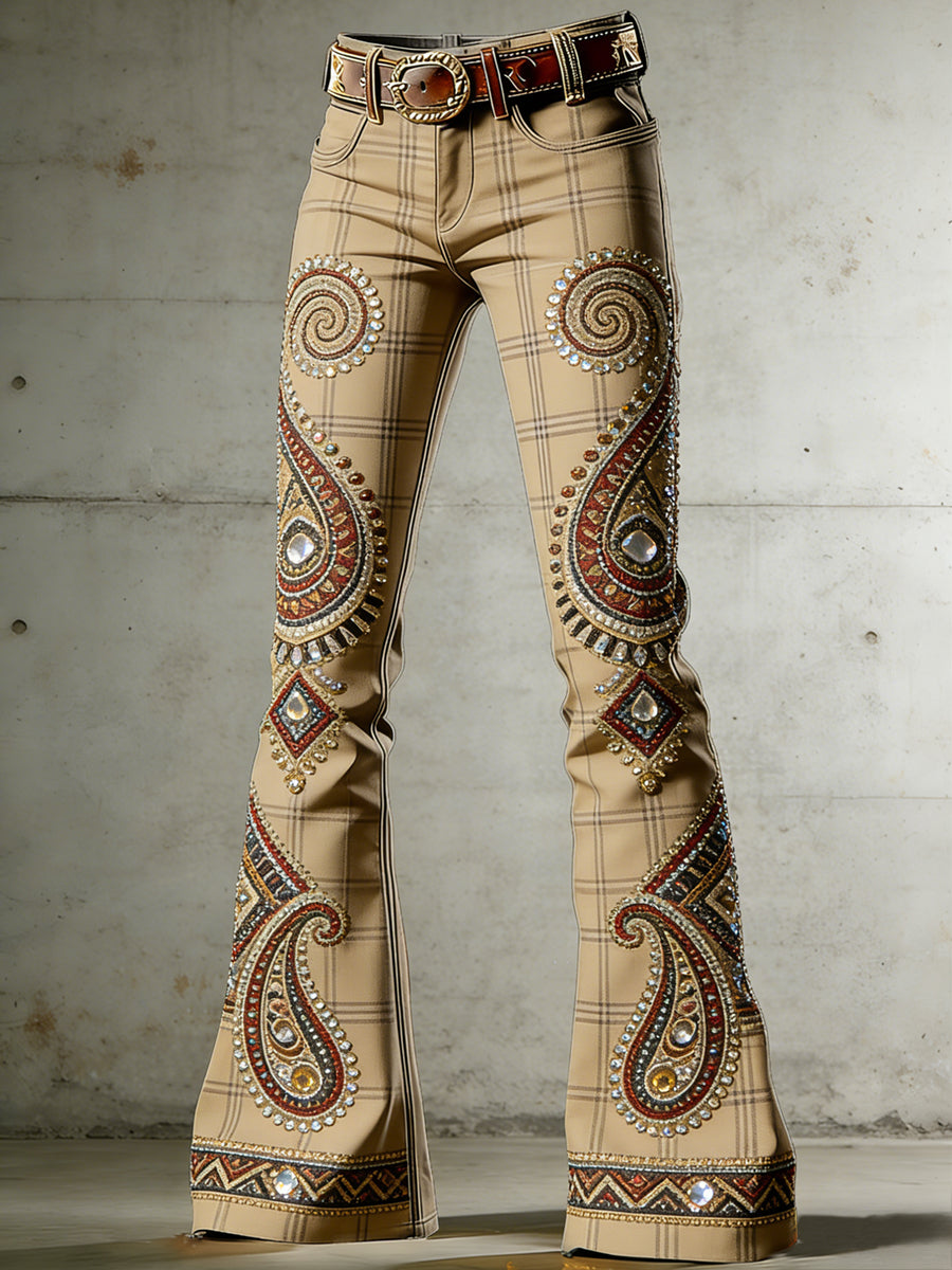 Women's Art Print Flared Trousers