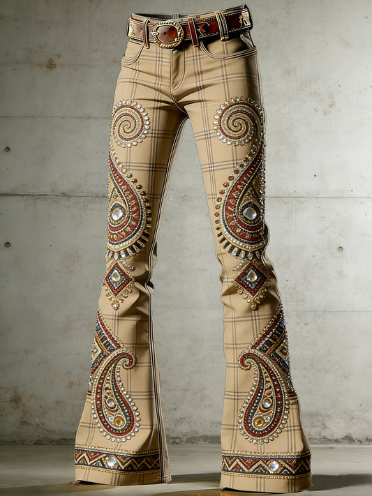 Women's Art Print Flared Trousers