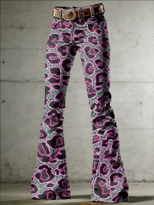 Women's Art Print Flared Trousers