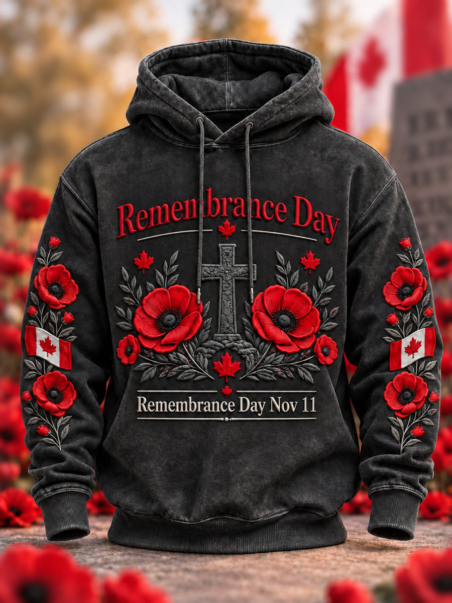 Men's Remembrance Day PoppyOversized Drop-Shoulder Hoodie