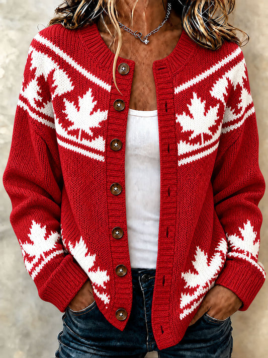 Women's Canada Maple Leaf Casual Cardigan