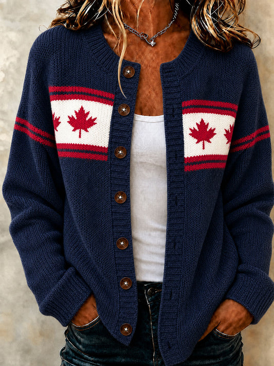 Women's Canada Maple Leaf Casual Cardigan