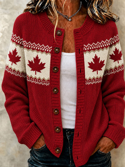 Women's Canada Maple Leaf Casual Cardigan