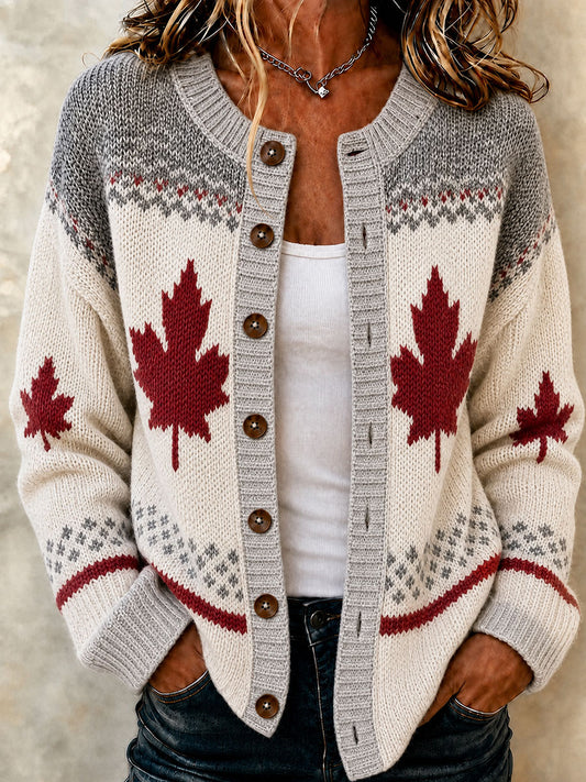 Women's Canada Maple Leaf Casual Cardigan