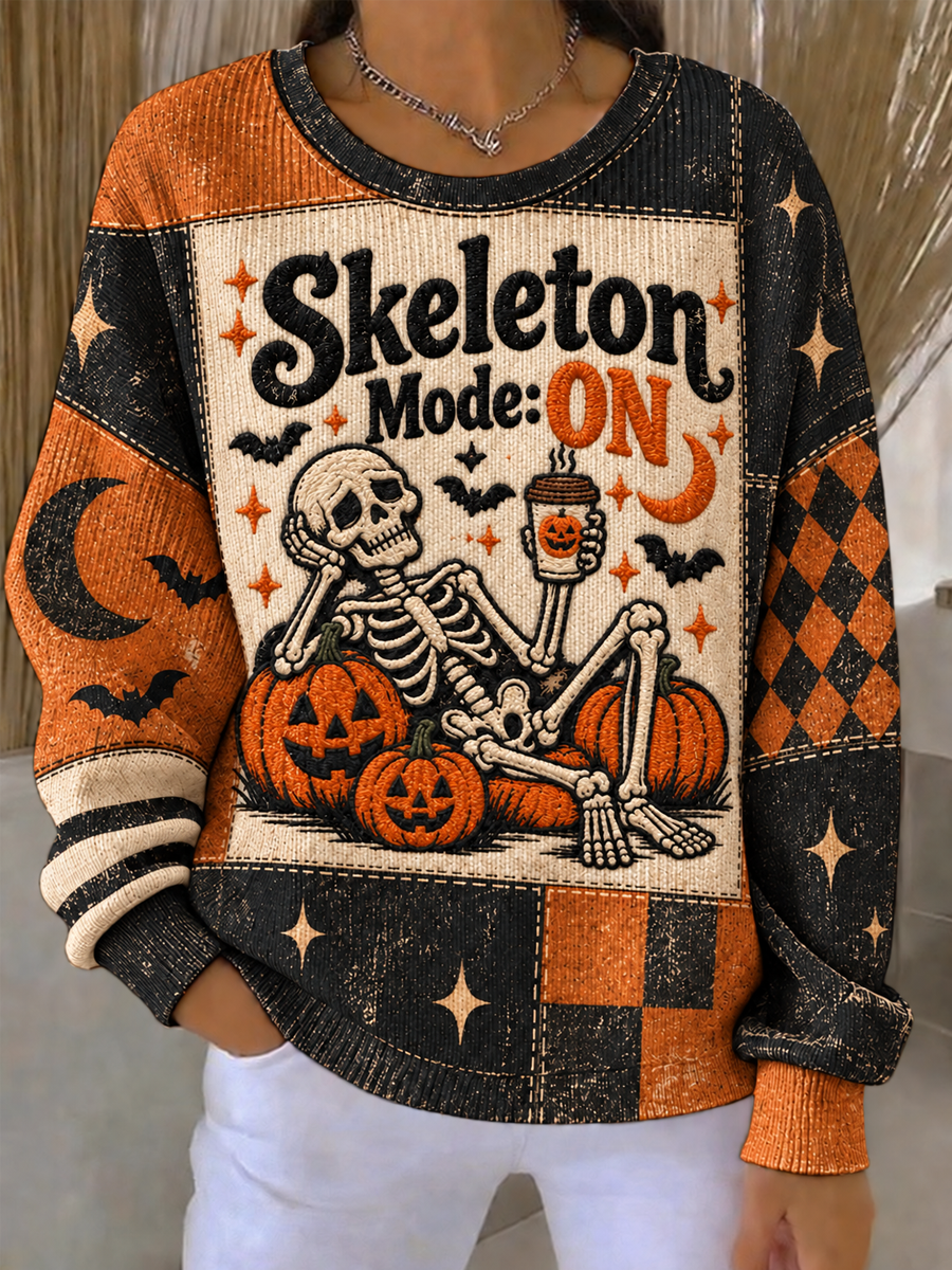 Women's Skeleton Mode: ON Ribbed Round-Neck Sweatshirt