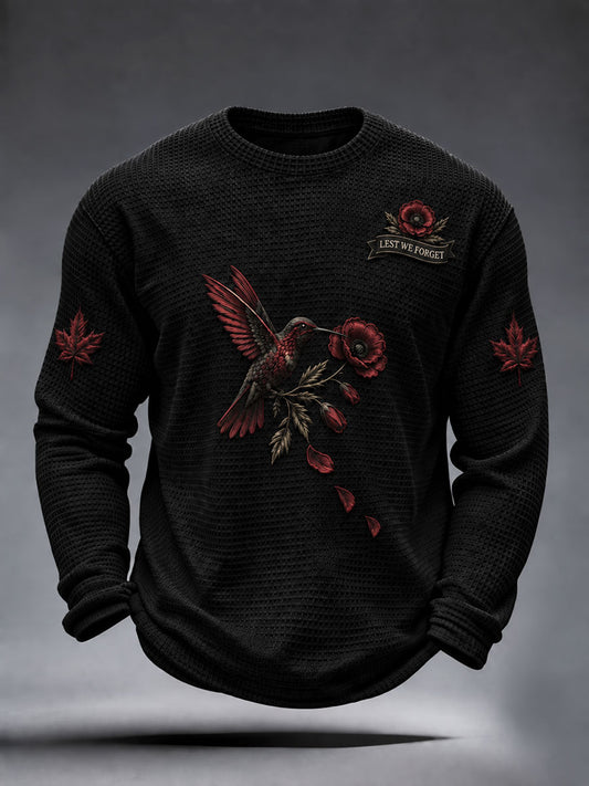 Men's Remembrance Day Lest We Forget Waffle Long Sleeve T-Shirt