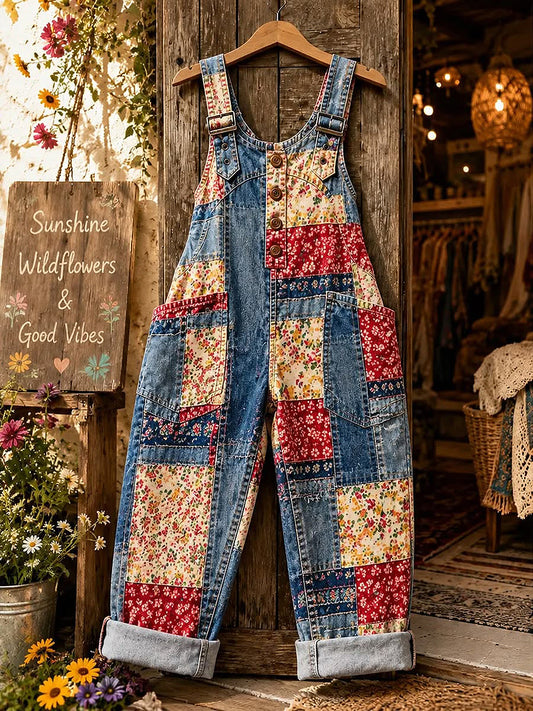 Women's Flowers Art Printed Overalls