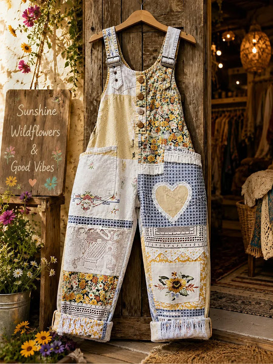 Women's Flowers Art Printed Overalls
