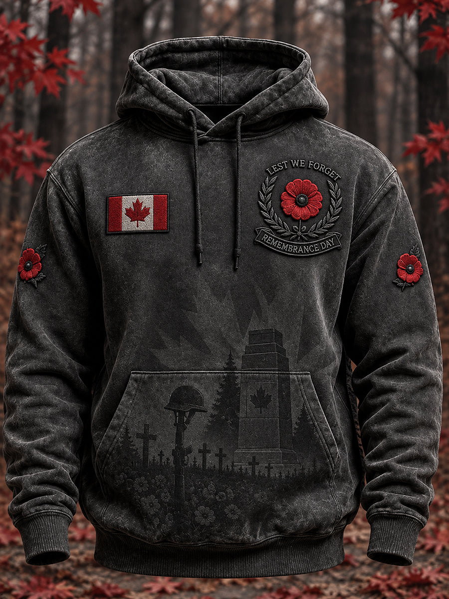 Men's Remembrance Day Printed Long Sleeved Hooded Sweatshirt