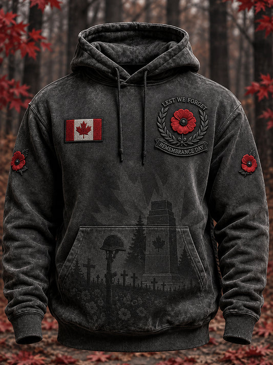 Men's Remembrance Day Printed Long Sleeved Hooded Sweatshirt