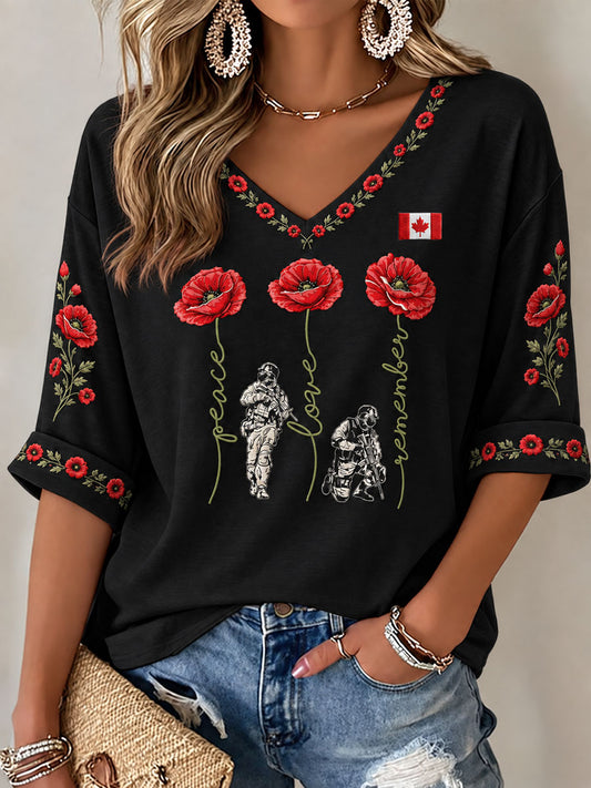 Women's Canada Remembrance Day Casual T-Shirt