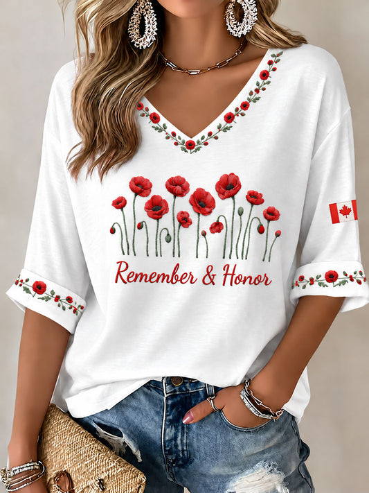 Women's Canada Remembrance Day Casual T-Shirt