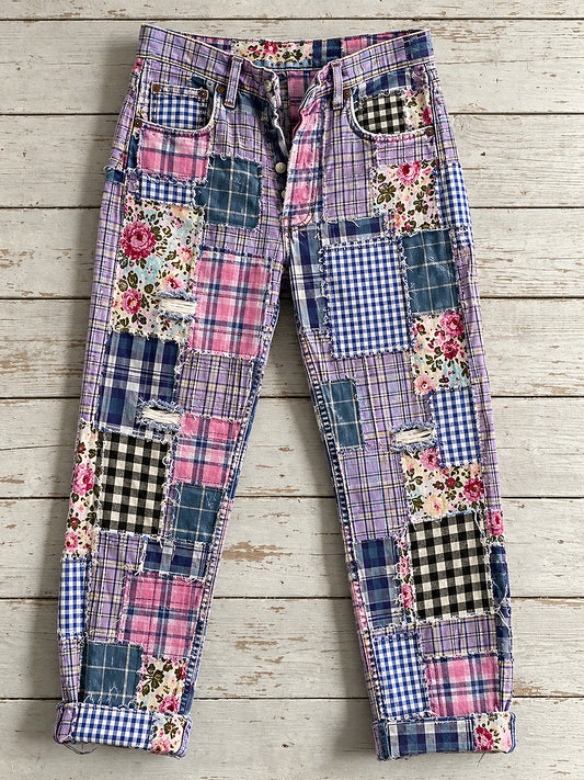Women's Artistic Flowers Print Jeans