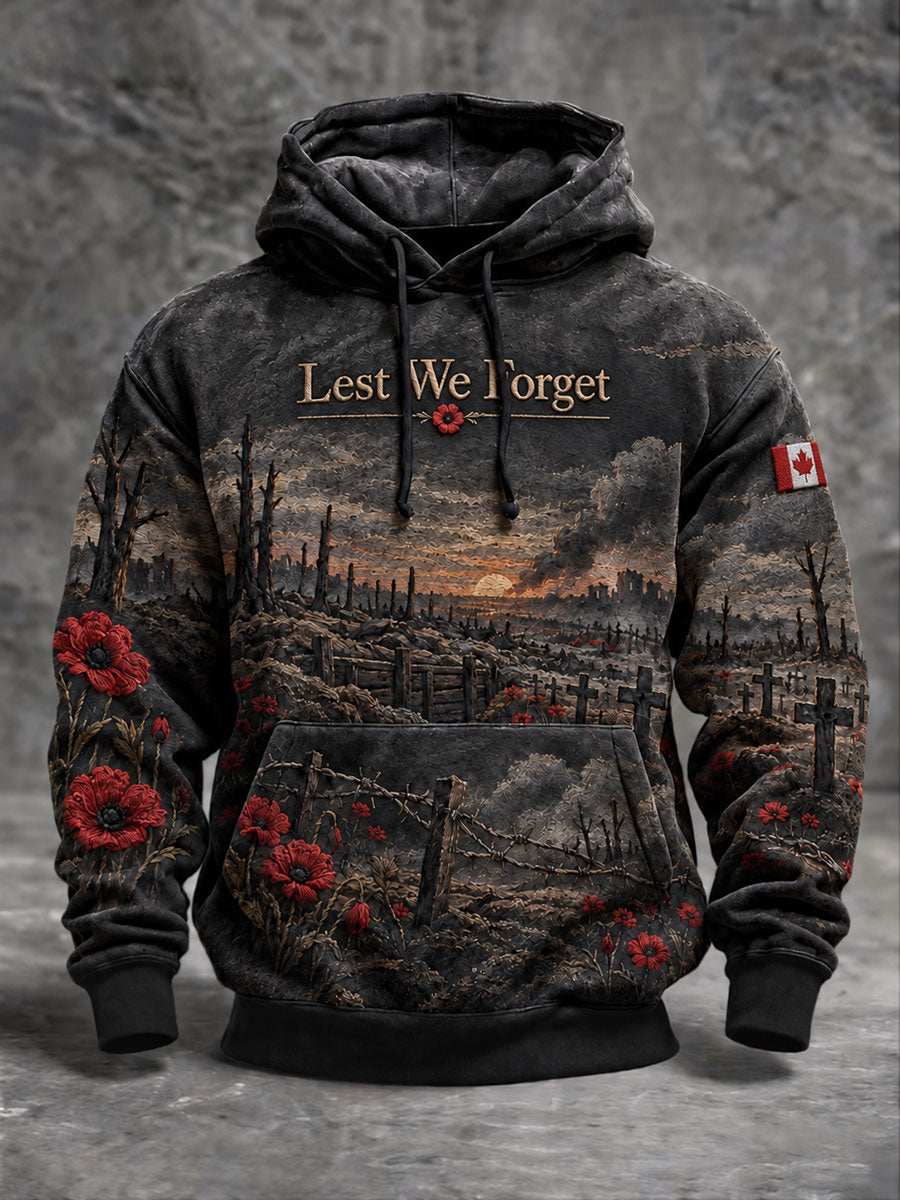 Men's Canada Remembrance Day Printed Casual Hoodie