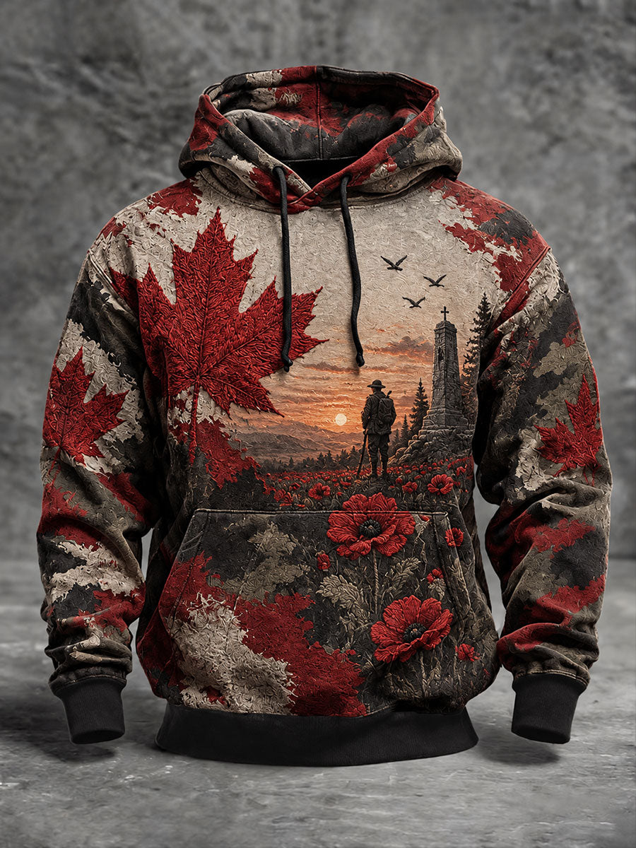 Men's Canada Remembrance Day Printed Casual Hoodie