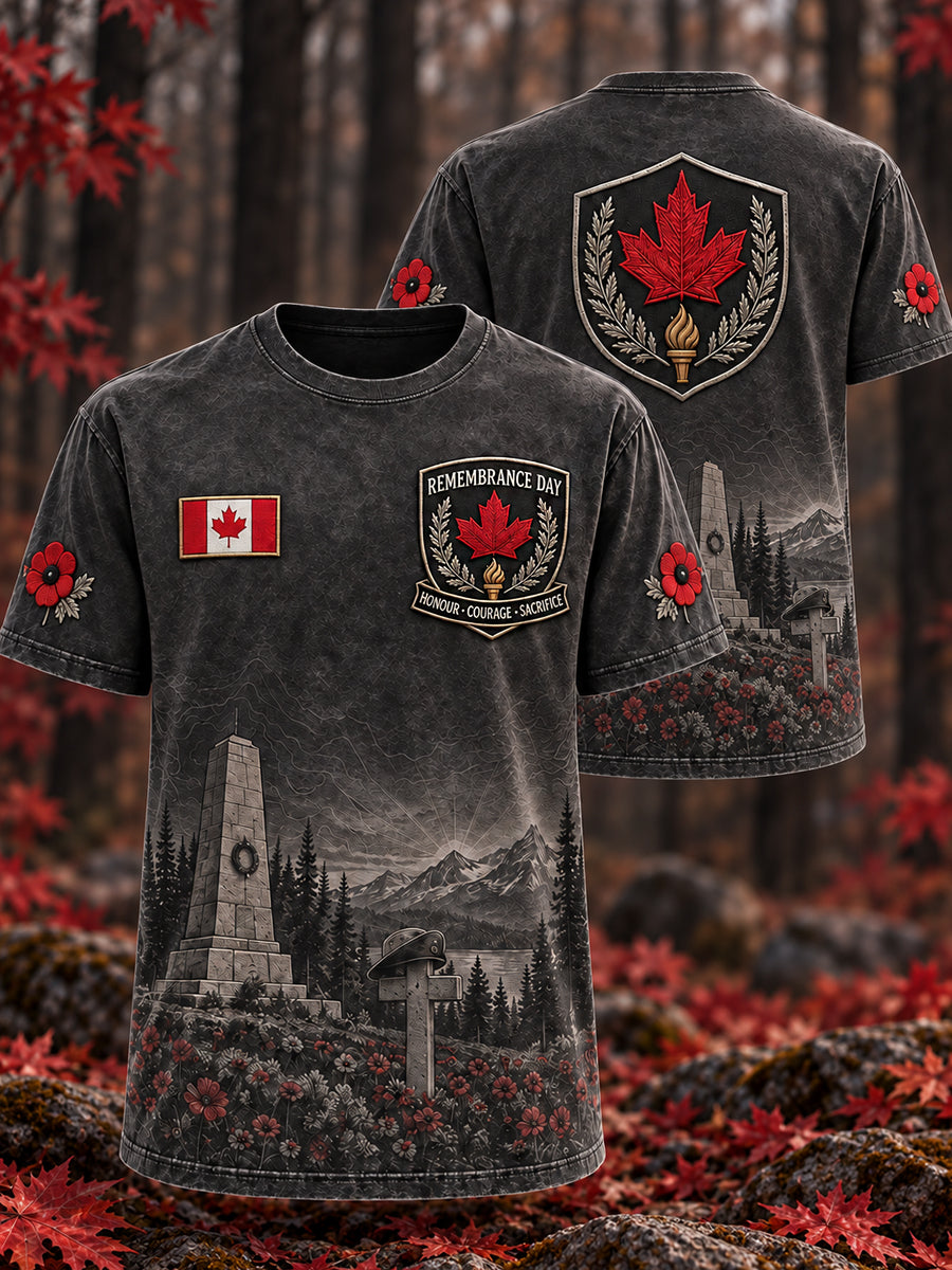 Men's Remembrance Day Printed Vintage Fashion Loose Short Sleeve T-Shirt